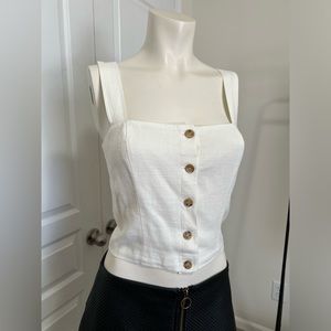 NWT Bobi Black Indio Ivory Linen Top - Size Small